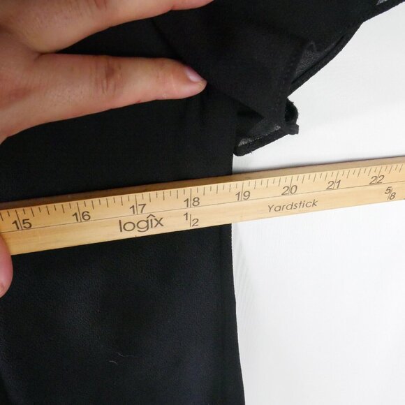 S.L. Fashions Petite Womens Size 14P Black Layered Semi Sher Blouse Pad Shoulder - Picture 11 of 15